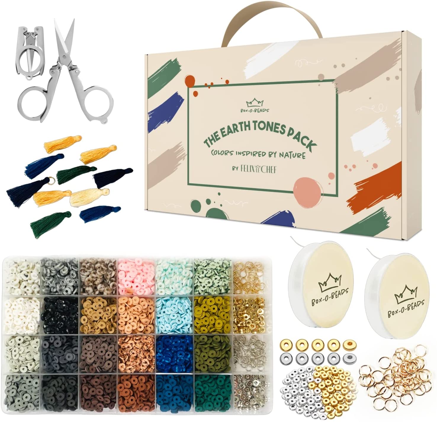 6000 Pcs Clay Heishi Beads - 24 Earth Tones Fall Colors - 6mm Flat Bead Bracelet Kit - TikTok Trending Heshi Beads - Make Preppy Bracelets with Thin Flat Beads for DIY Jewelry Making