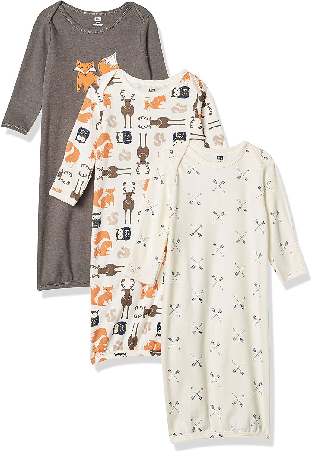 Hudson Baby Unisex Baby Cotton Gowns Forest, 0-6 Months