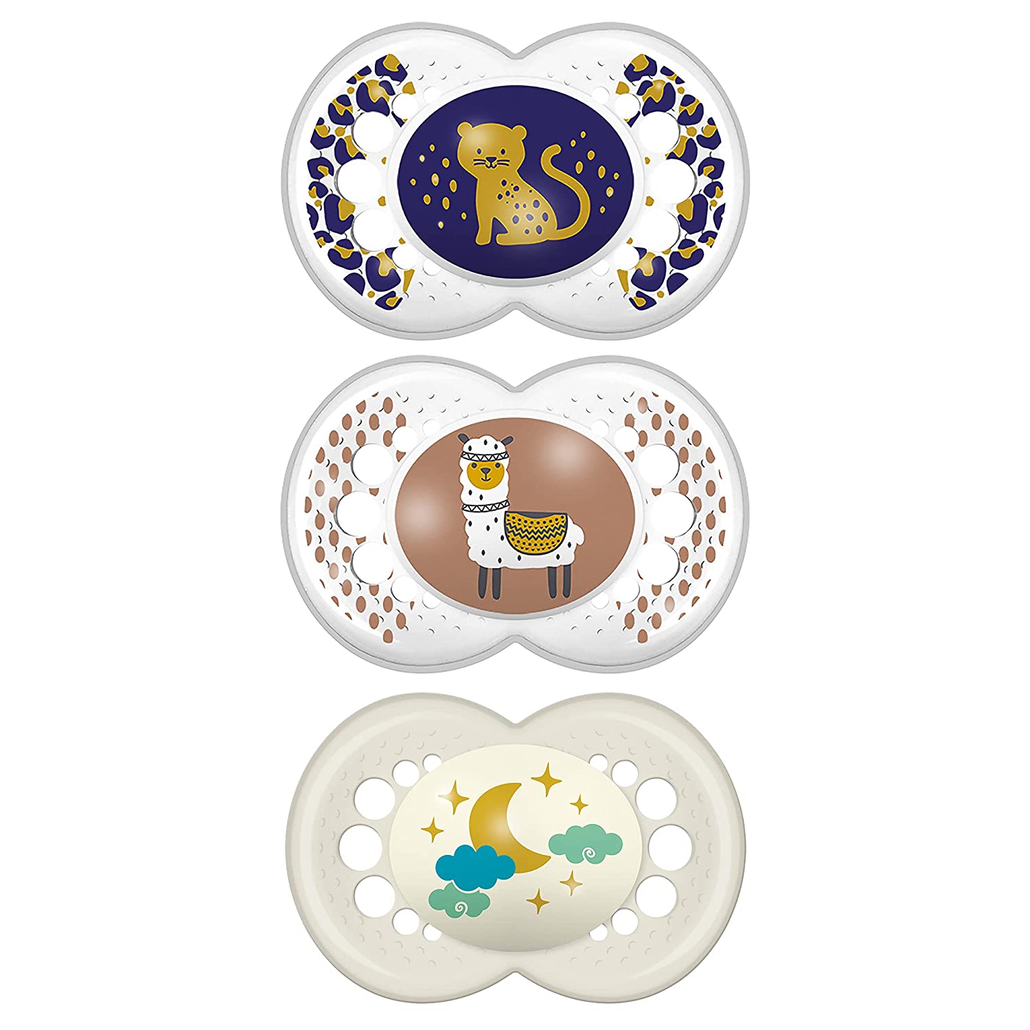 MAM Original Day & Night Baby Pacifier, Nipple Shape Helps Promote Healthy Oral Development, Glows in the Dark, 3 Pack, 6-16 Months, Unisex