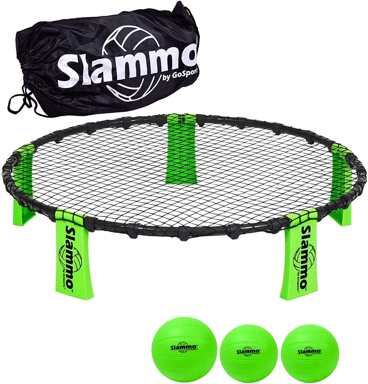 GoSports Slammo Game Set (Includes 3 Balls, Carrying Case and Rules) - Outdoor Lawn, Beach & Tailgating Roundnet Game for Kids, Teens & Adults