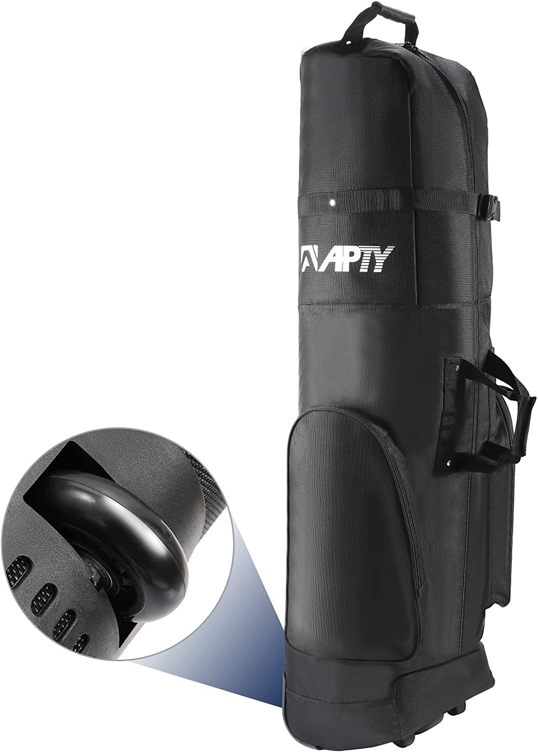 APTY Padded Golf Club Travel Bag with Wheels, Golf Luggage Case Cover for Airlines - 1200D Wear-Resistant Oxford, Waterproof Coating Layer, Universal Size