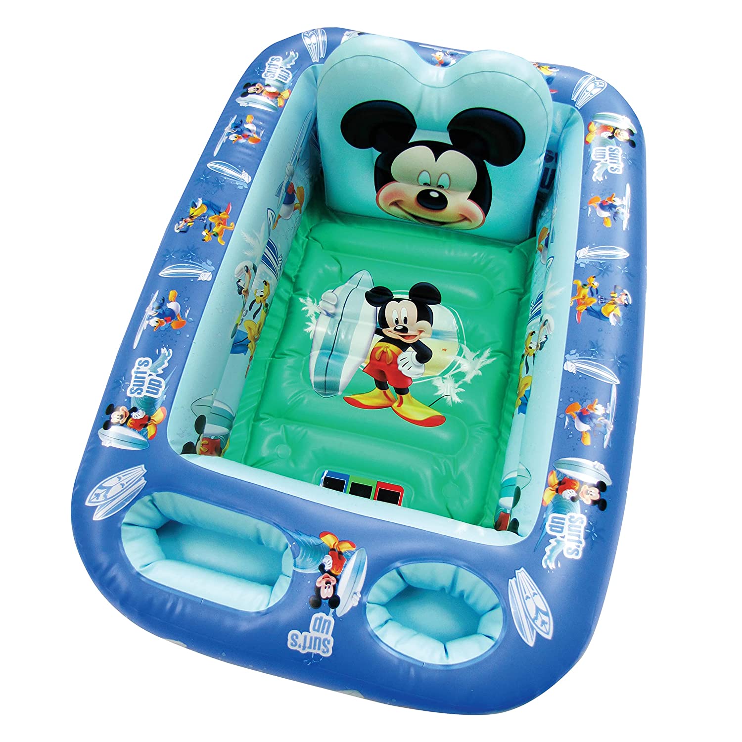 Disney Mickey Mouse Air-Filled Cushion Bath Tub - Free-Standing, Blow up, Portable, Inflatable, Safe Bathing, Baby Bathtub, Toddler Bathtub