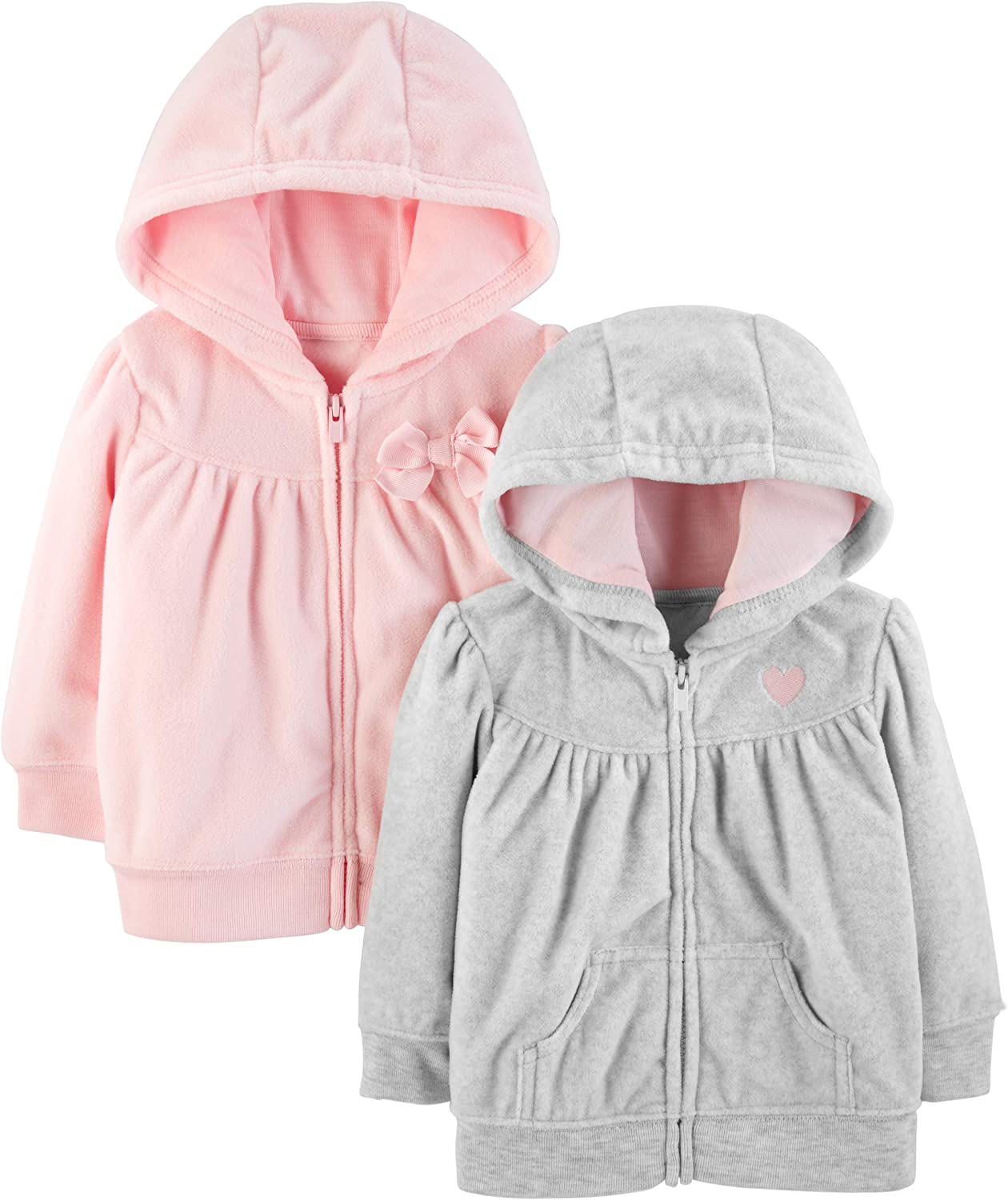 Simple Joys by Carter's Toddlers and Baby Girls' Fleece Full-Zip Hoodies, Pack of 2
