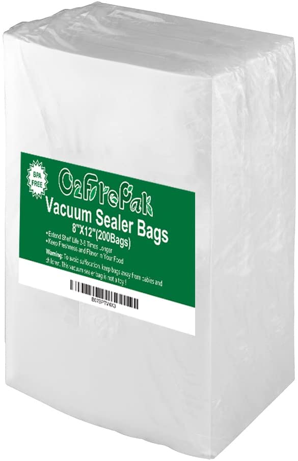 O2frepak 200 Quart Size 8" x 12" Vacuum Sealer Bags with BPA Free and Heavy Duty, Vacuum Seal Food Sealer Bags,Great for Food Storage Vaccume Sealer PreCut Bag