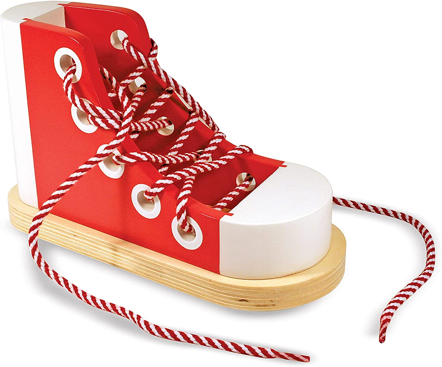 Melissa & Doug Deluxe Wood Lacing Sneaker - Learn to Tie a Shoe Educational Toy