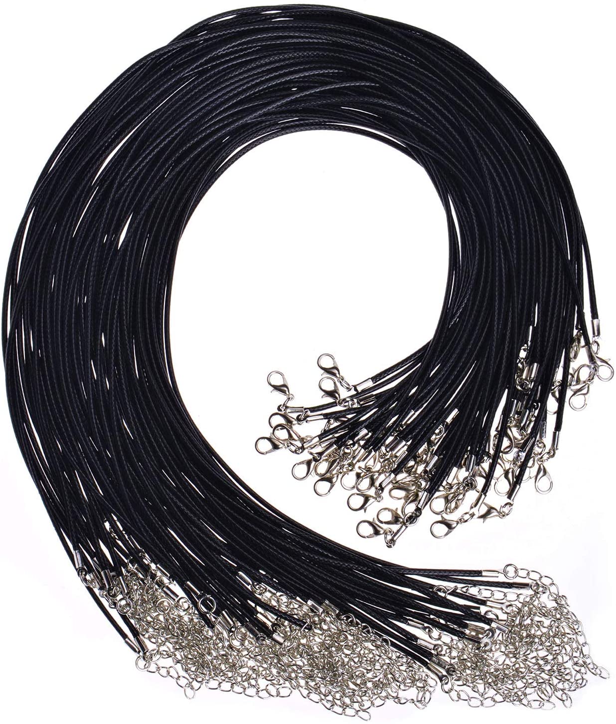 Selizo 100Pcs Necklace Cord for Jewelry Making, Black Waxed Necklace Cord String for Jewelry Necklace Bracelet Making Supplies