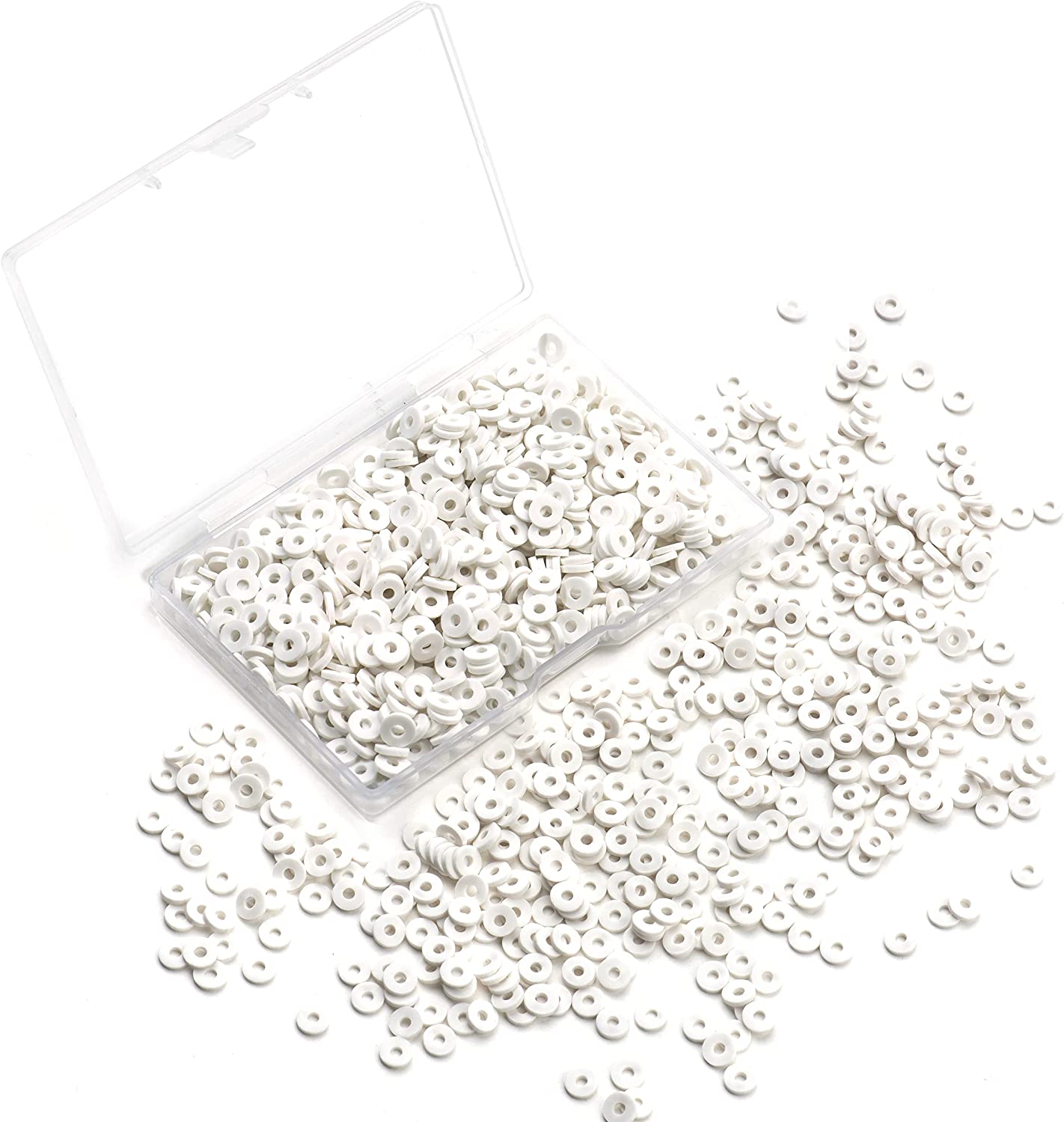 Hiswan 1000pcs Heishi Beads White Polymer Clay Beads for Jewelry Making Bracelets Necklace 6mm