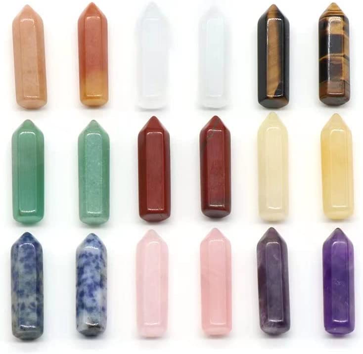 10 Pcs Healing Crystal Wands Random Chakra Reiki Energy Palm Stone Charms No Hole for Jewelry Making Meditation