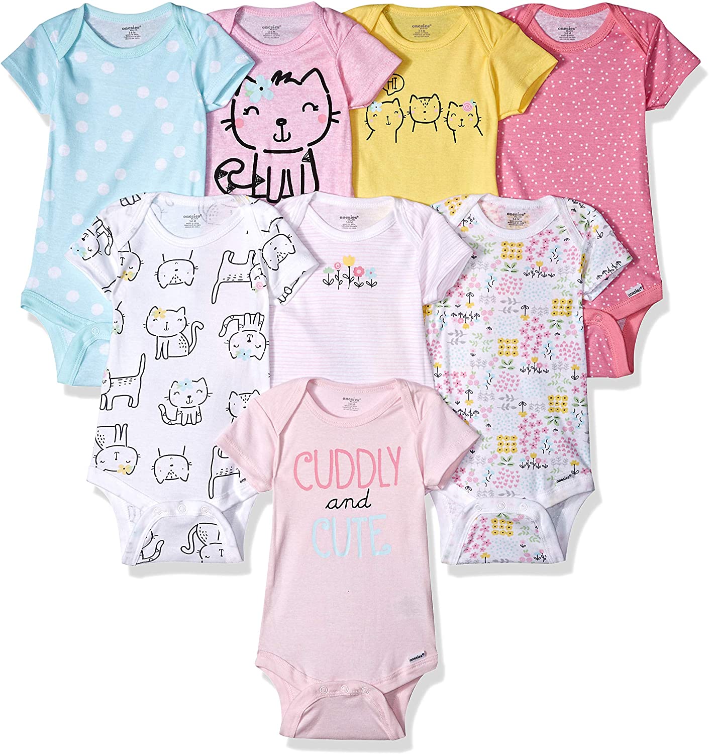 Onesies Brand baby-girls 8-pack Short Sleeve Mix & Match Bodysuits