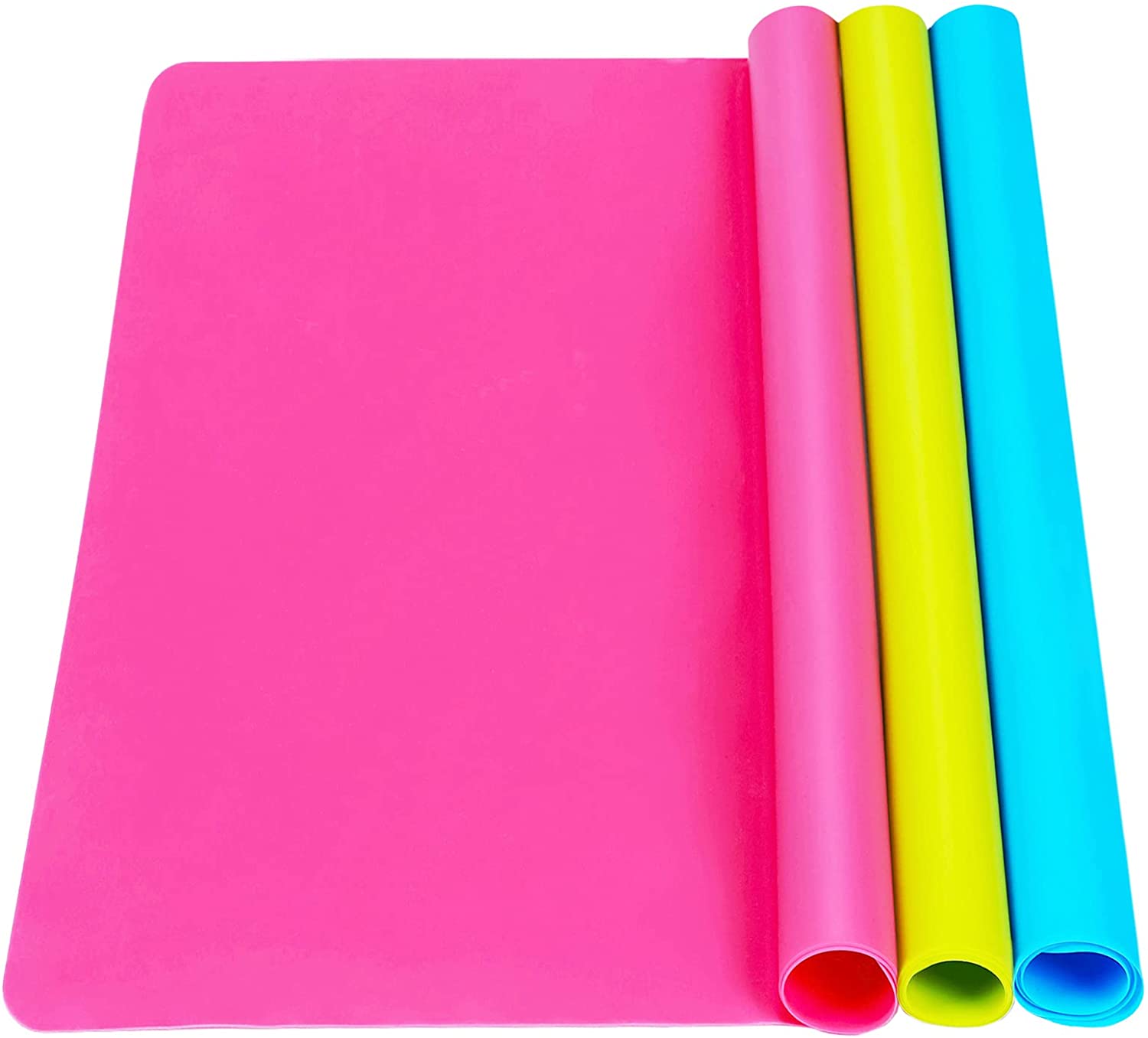 3 Pack Large Silicone Sheets for Crafts, Liquid, Resin Jewelry Casting Molds Mat, Silicone Placemat. 15.7” x 11.8” (Blue & Rose Red & Green)