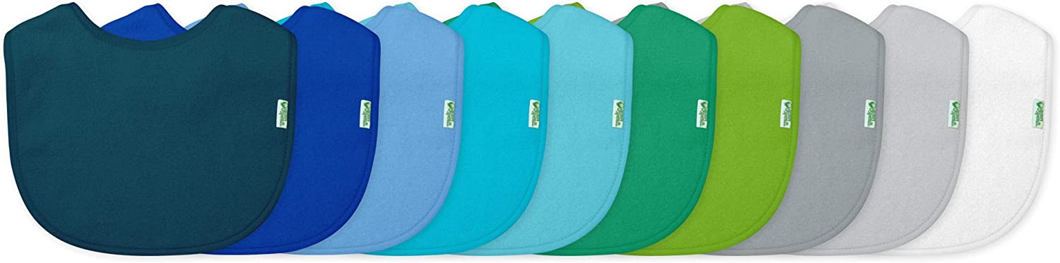 green sprouts Stay-dry Baby Bibs (10 pack) Waterproof protection, Adjustable hook-&-loop closure, Machine washable