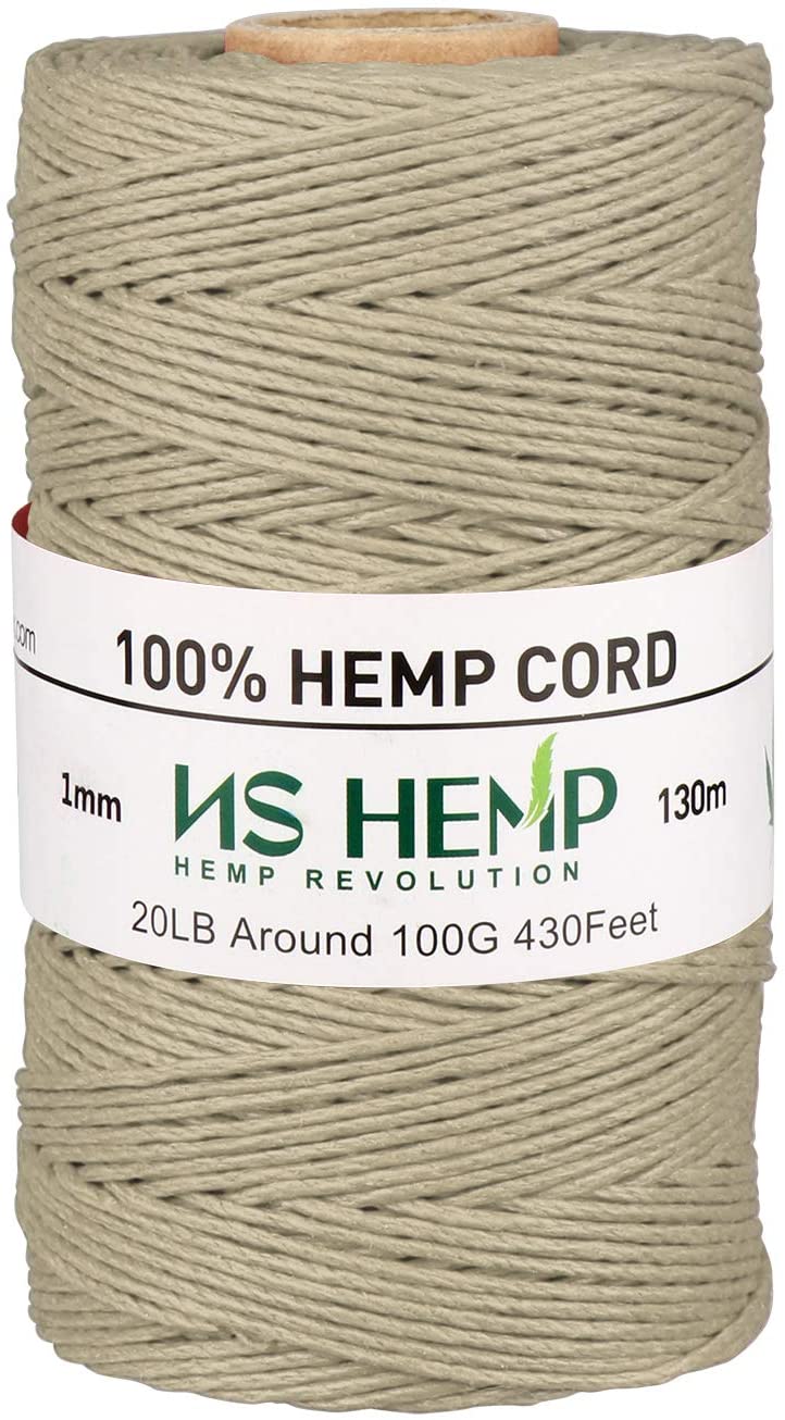 【 NS HEMP 】Sustainable Hemp Twine Spool for Jewelry Making Bracelets Necklaces Arts Crafts Gift Decoration and More - 1mm 130m (026 RAW)
