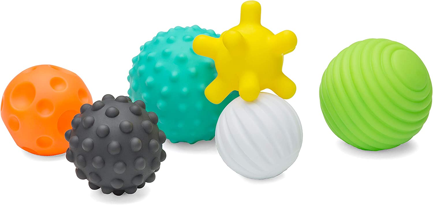 Infantino Textured Multi Ball Set - Textured Ball Set Toy for Sensory Exploration and Engagement for Ages 6 Months and up, 6 Piece Set
