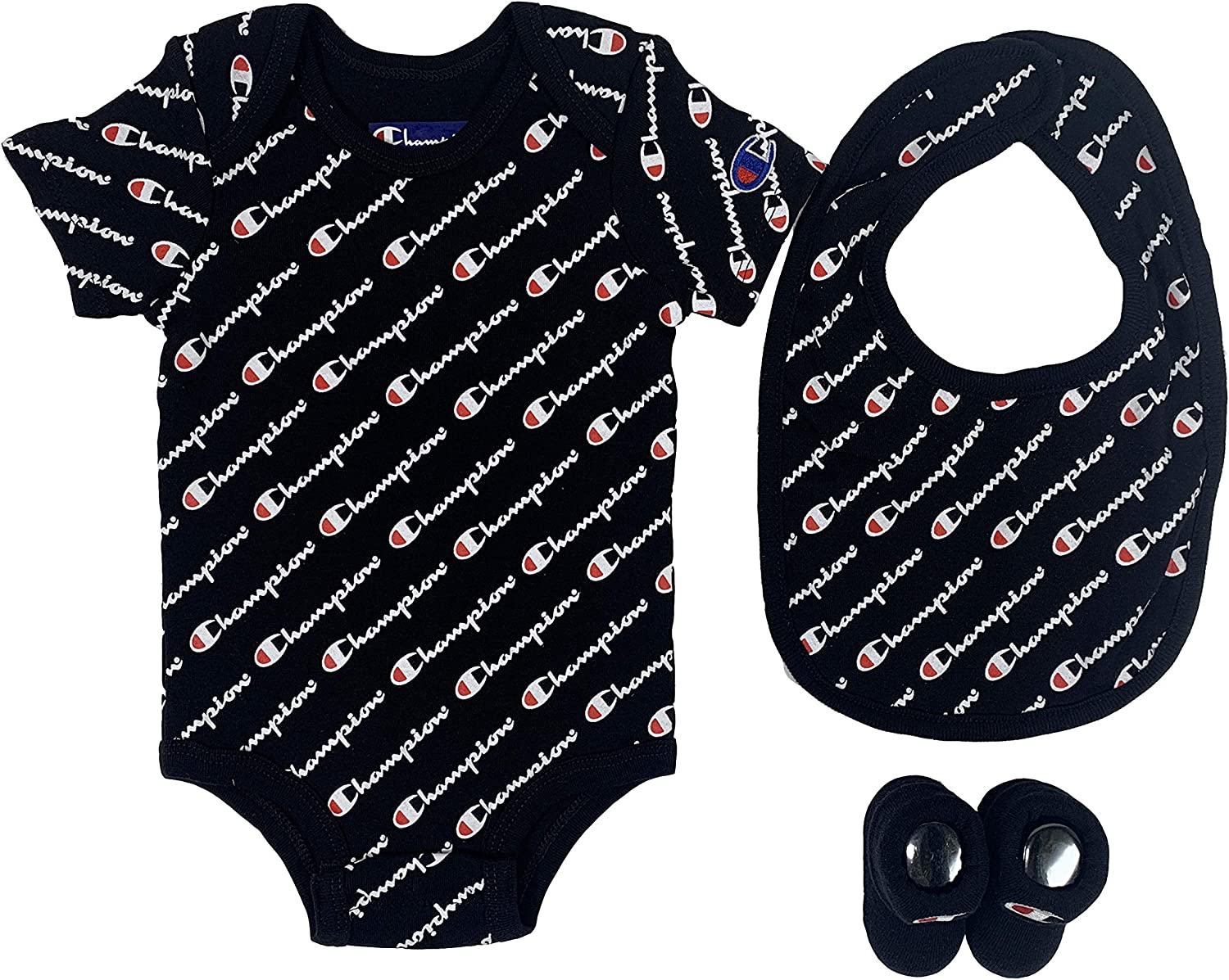 Champion baby-girls unisex-baby Infant 3-piece Box Set Includes Body Suit, Bib Or Hat and Booties