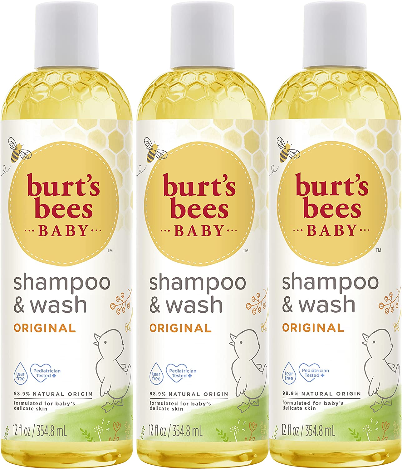 Burt's Bees Baby Shampoo & Wash, Tear Free Soap, Natural Baby Care, Original, 12 Ounce (Pack of 3)