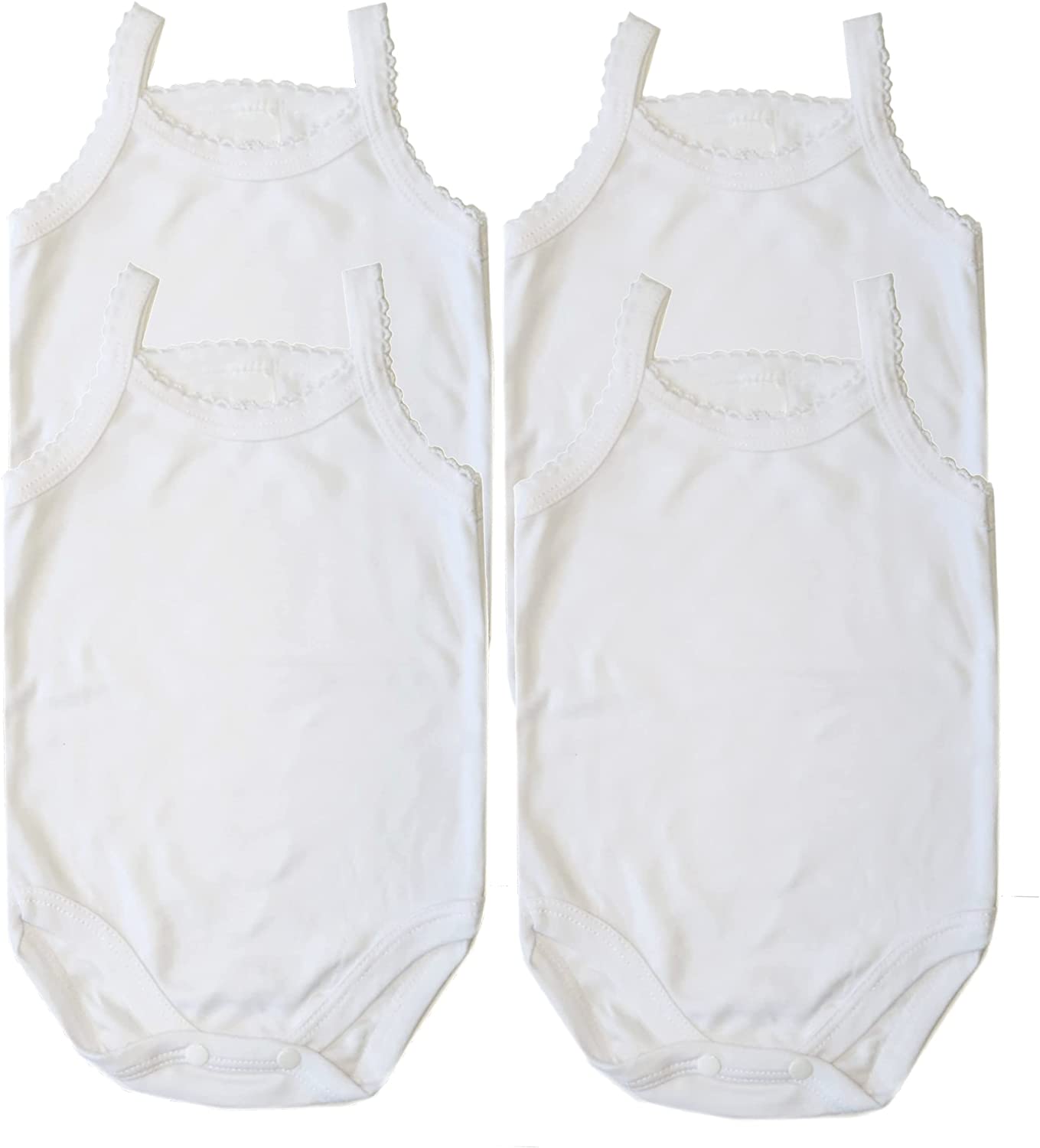 B-One Kids Baby Girls' Camisole Bodysuit 100% Cotton Super Soft 4-Pack