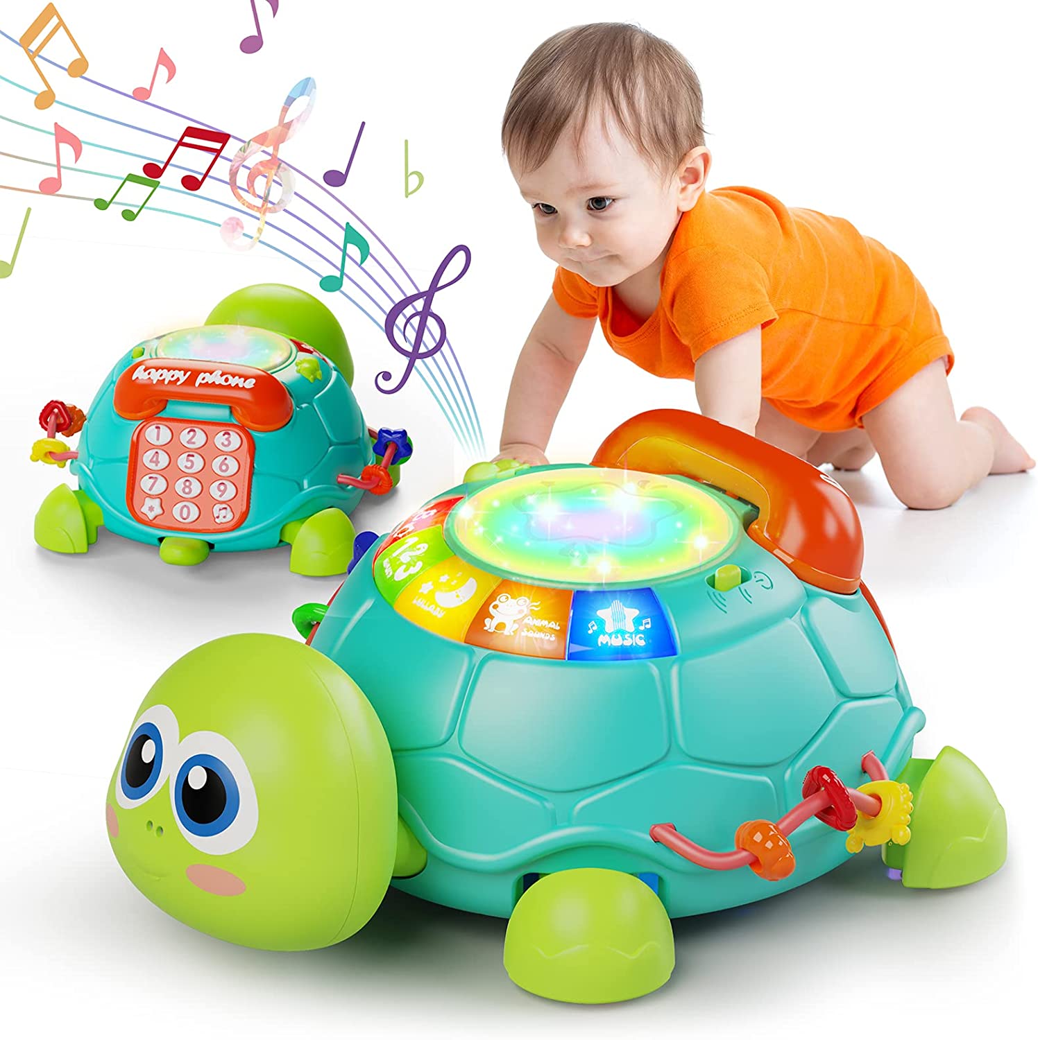Letapapa Baby Toys 6 -12 Months, Crawling Musical Turtle Toy with Lights & Sounds, Infant Baby Toy for 6-12-18 Months Boys & Girls, Educational Development Toys Gift for 1 2 3 Year Old Toddlers