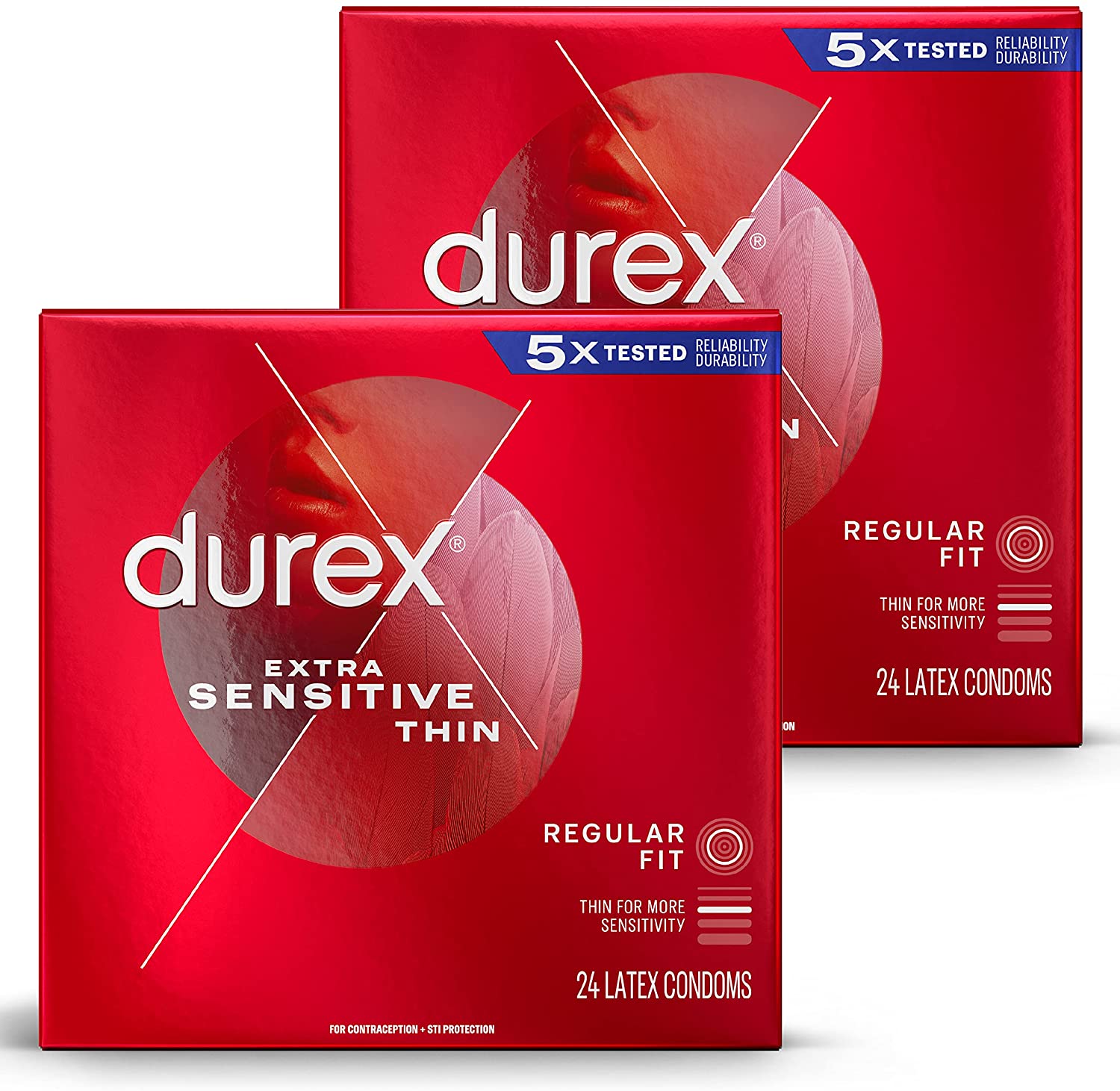 Condoms, Durex Extra Sensitive & Extra Lubricated Condoms,Ultra Fine, Natural Latex Condoms, FSA & HSA Eligible (Packaging May Vary), 24 Count (Pack of 2)