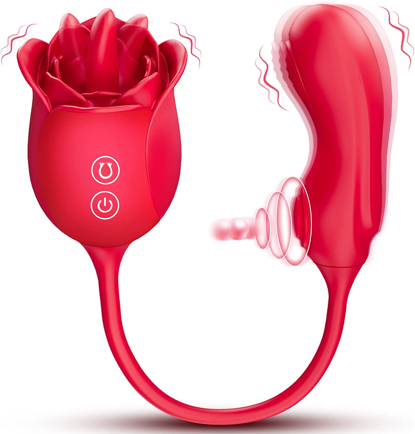 Rose Toy Vibrator for Woman - Amozan Clitoral Stimulator Personal Massager with Vibrating Tapping Butt Plug, Rose Toy for Women with Tongue Vibrator, Rose Sex Stimulator Sex Toys for Women Couples