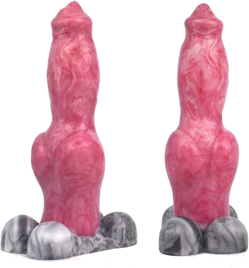 Silicone Made Multi Color Massive Artificial Dog Dildo Animal Style with Big Knot Flexible Mix Color Knotty