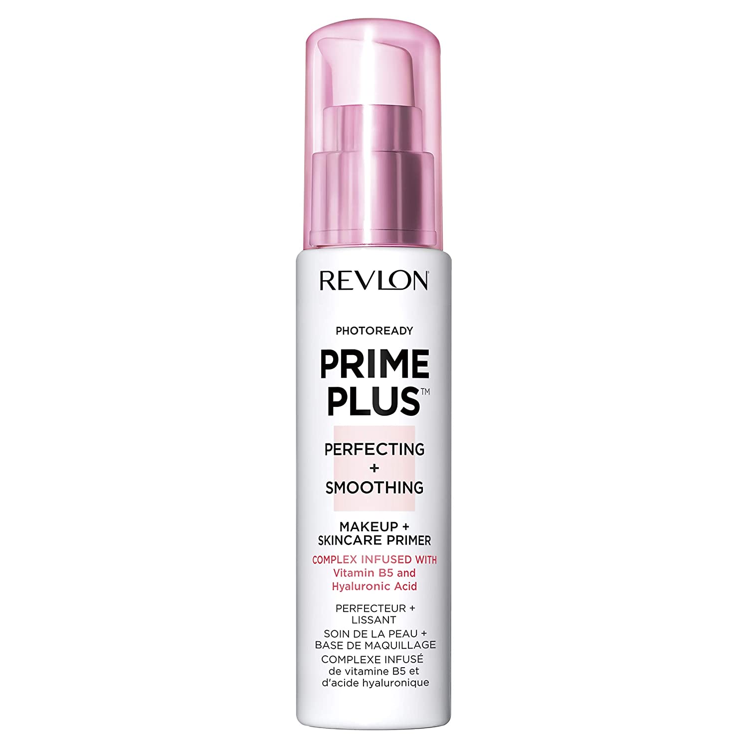Face Primer by Revlon, PhotoReady Prime Plus Face Makeup for All Skin Types, Blurs & Fills in Fine Lines, Infused with Vitamin B5 and Hyaluronic Acid, Perfecting & Smoothing, 1 Oz