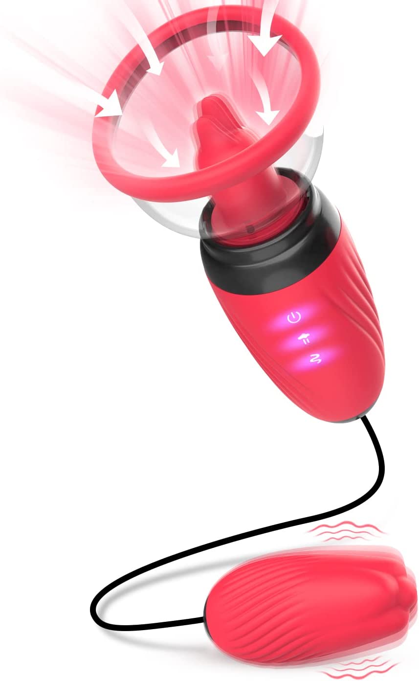 Sucking Vibrator, Clit G-Spot Breast Nipples Anal Vaginal Bullet Stimulator, Rose Toys Vibrator with 6 Sucking & 10 Licking Vibrations, Rechargeable Adult Sexual Pleasure Sex Toys for Women Couples