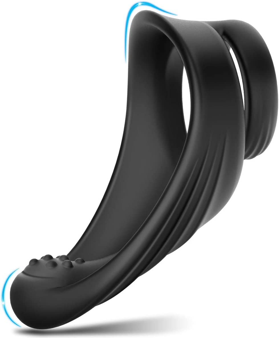 Silicone Dual Penis Ring with Taint Teaser, Premium Stretchy Cock Ring Longer Harder Stronger Erection Enhancing Sex Toys for Male and Couples Play (Taint)