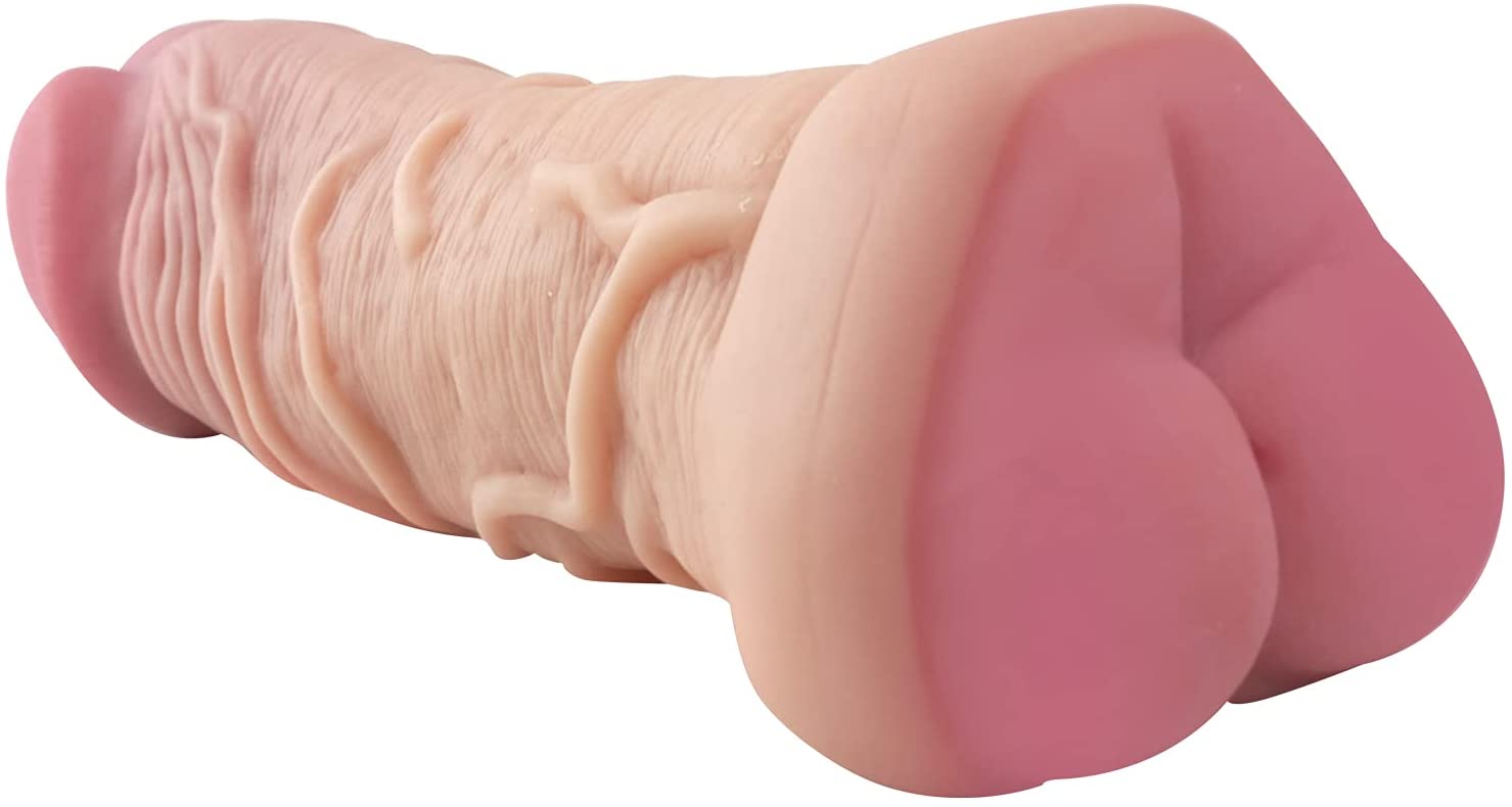 Male Masturbator Adult Sex Toy, Realistic Mini Ass Anal Pocket Pussy Double Function Hollow Penis Sleeve for Men Masturbation, Soft Realistic Dildo for Women Couples