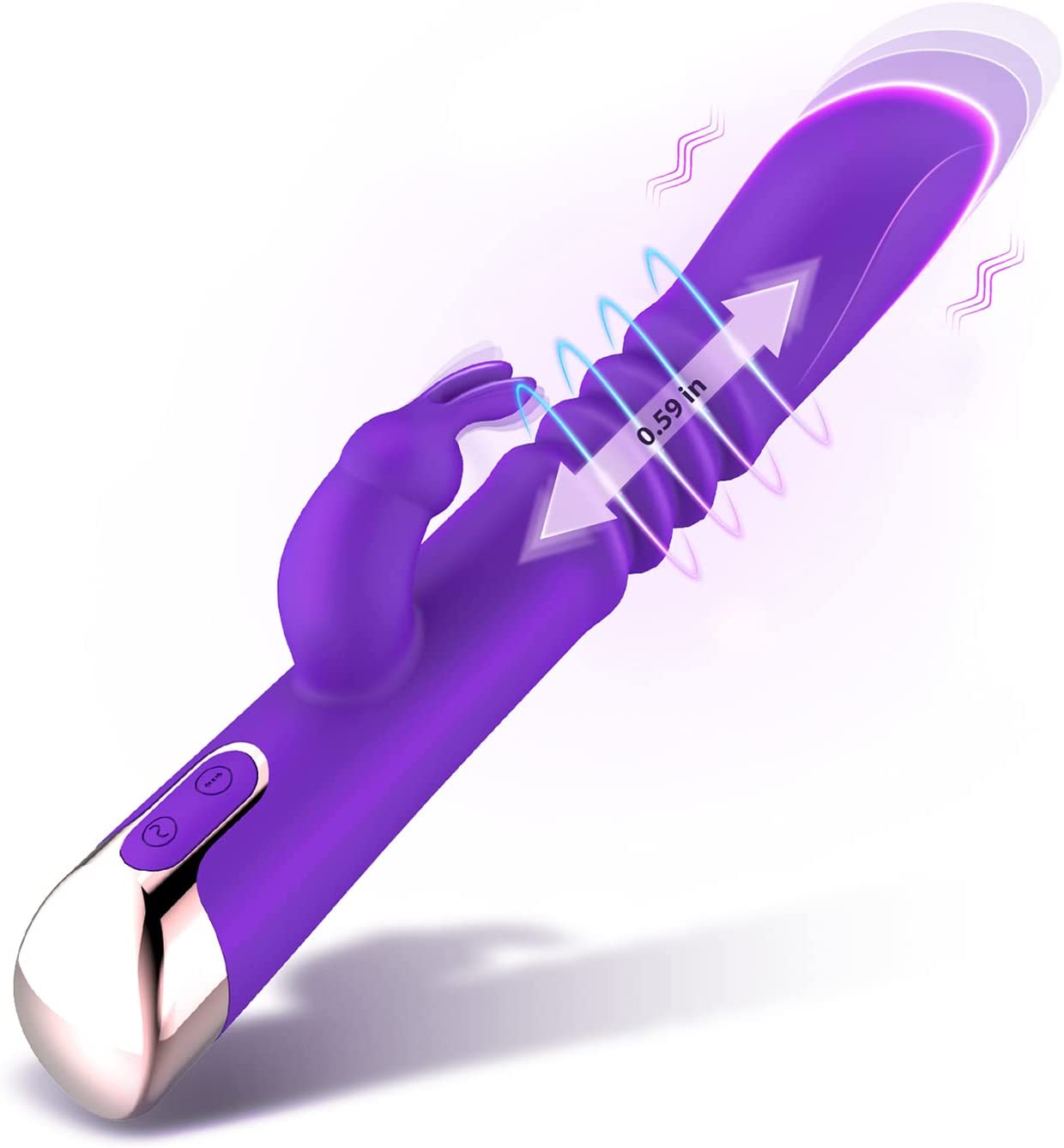 Thrusting Rabbit Vibrator Sex Toys for Women, 9.8" G-spot Vibrator with 3 Thrust & 7 Vibration Modes, Waterproof Clitoral Stimulator with Bunny Ears, Rotating Dildo Vibrator for Men, Women & Couple