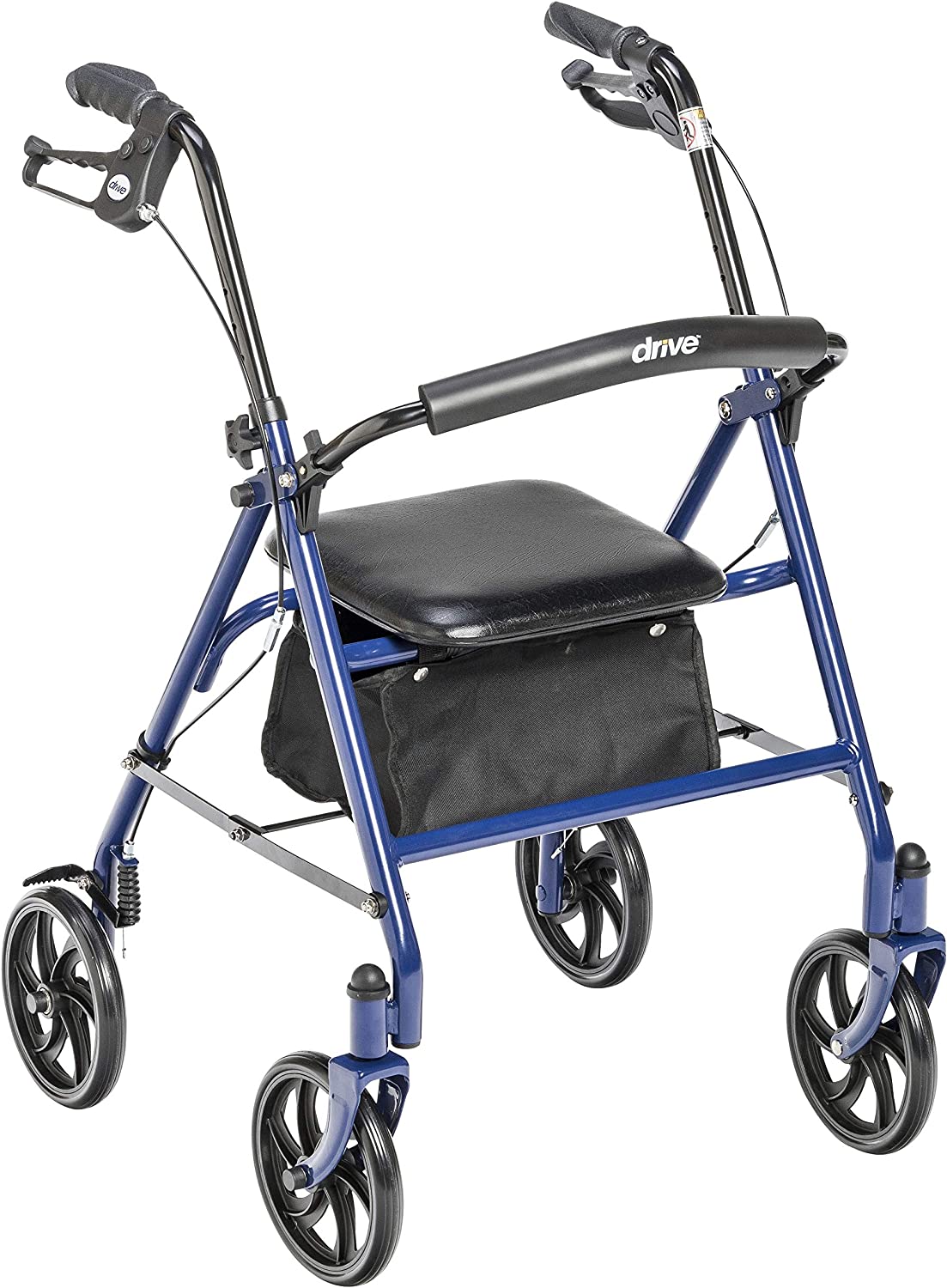Drive Medical 10257BL-1 4-Wheel Rollator Walker With Seat & Removable Back Support, Blue