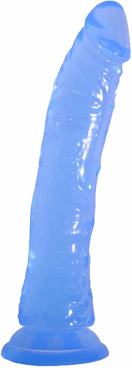 Realistic Dildos, 7.87 inch Blue Jelly G-Spot Dong Stimulator with Strong Suction Cup for Hands-Free Play, Flexible Soft Crystal Penis Adult Sex Toy for Women Vaginal, Anal Orgasm