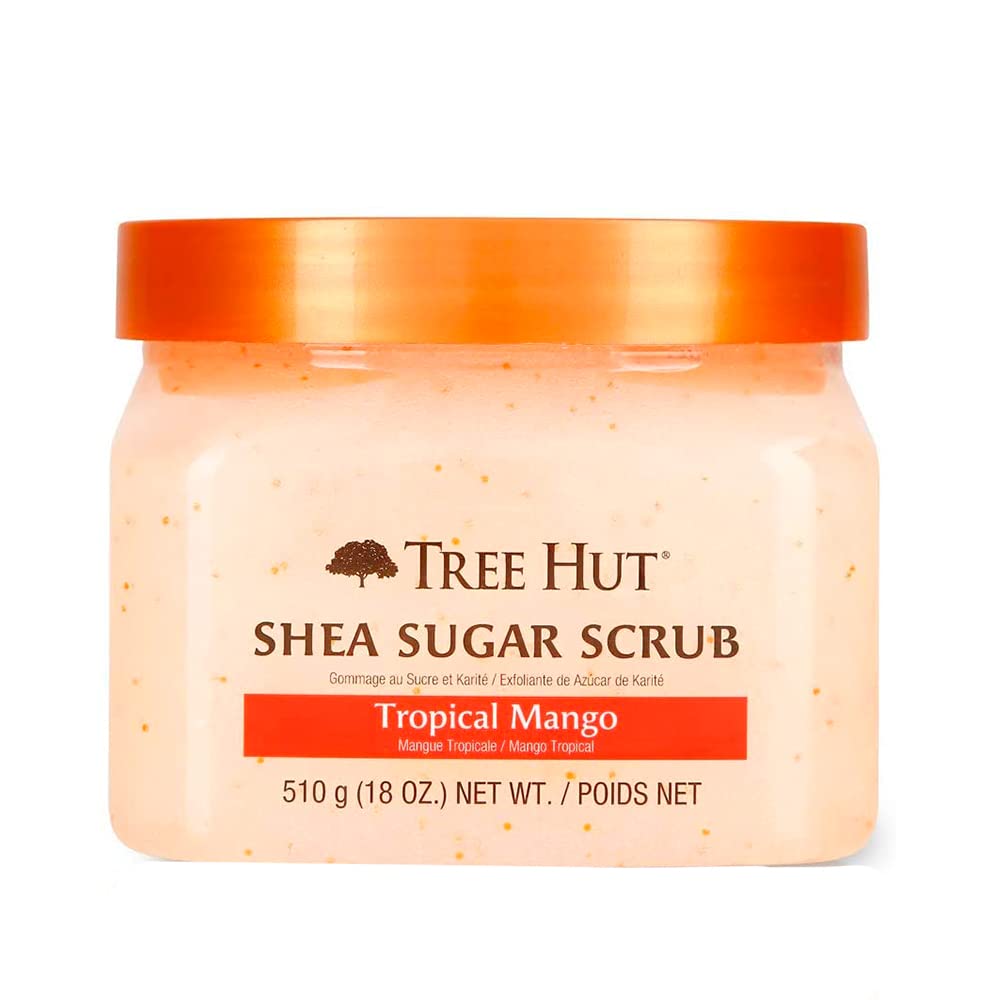 Tree Hut Shea Sugar Scrub Tropical Mango, 18oz, Ultra Hydrating and Exfoliating Scrub for Nourishing Essential Body Care
