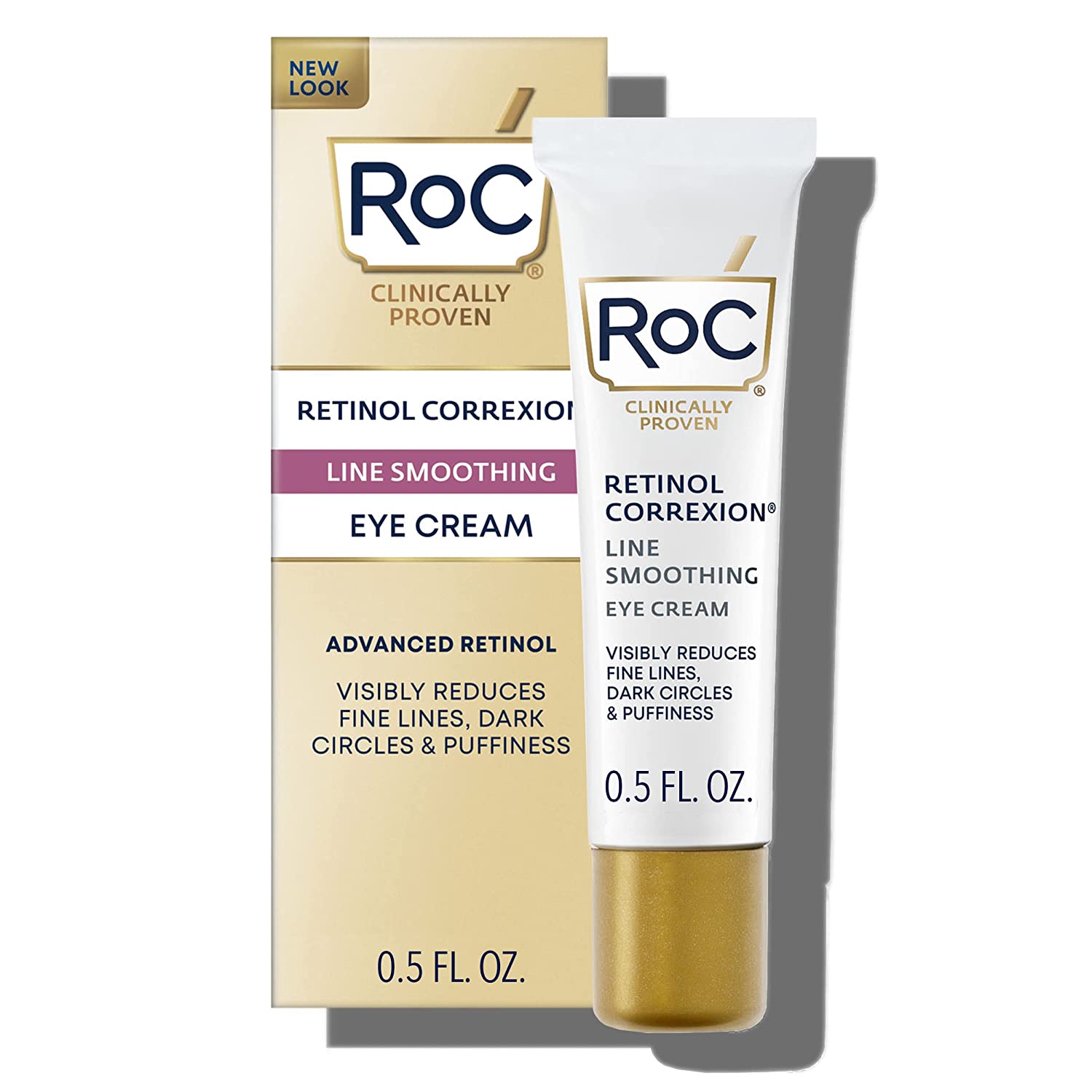RoC Retinol Correxion Line Smoothing Under Eye Cream for Dark Circles & Puffiness 0.5 oz (Packaging May Vary) Eye Bag Treatment Anti Aging Cream