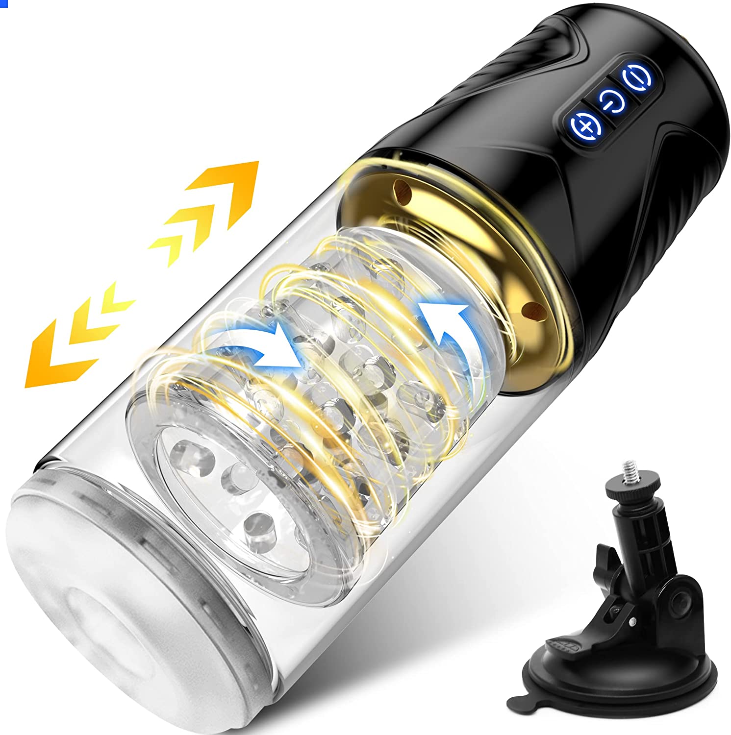 Automatic Male Masturbator, Amortoy Male Masturbators Cup with 7 Thrusting & Rotating, 50dB Super Quite Hands-Free Electric Pocket Pussy, Realistic TPE Vagina Blowjob Stroker, Male Sex Toys for Men