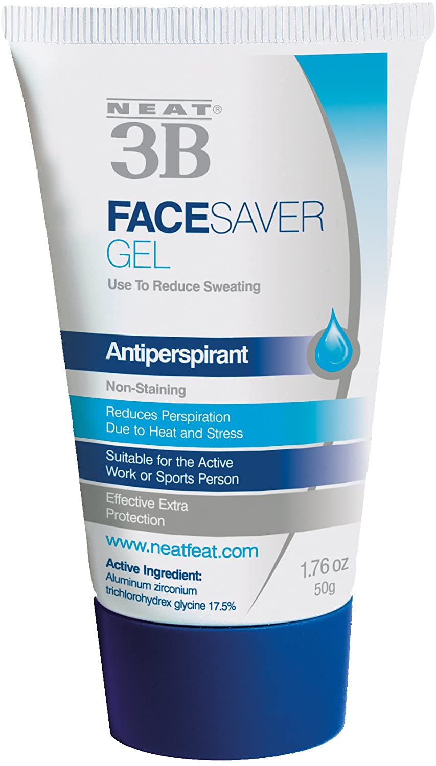Neat Feat 3B Face Saver Antiperspirant Gel for Facial Perspiration & Shine, White and Blue, 1.76 Fl Oz