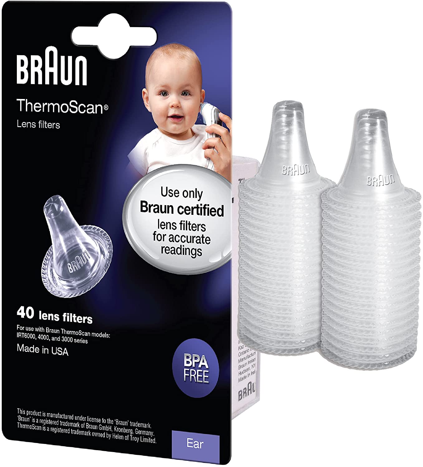 Braun ThermoScan Lens Filters for Ear Thermometer, Disposable Covers LF40US01 (40 Count)
