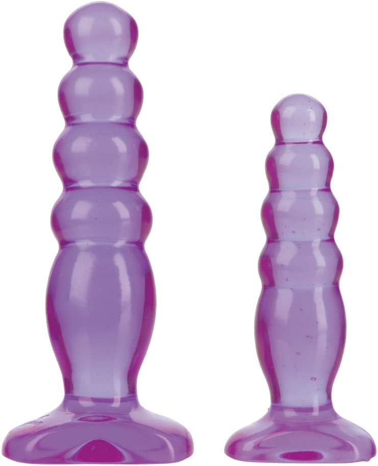 Doc Johnson Crystal Jellies - Anal Delight Trainer Kit - Small-Large - Suction Cup Base - Purple