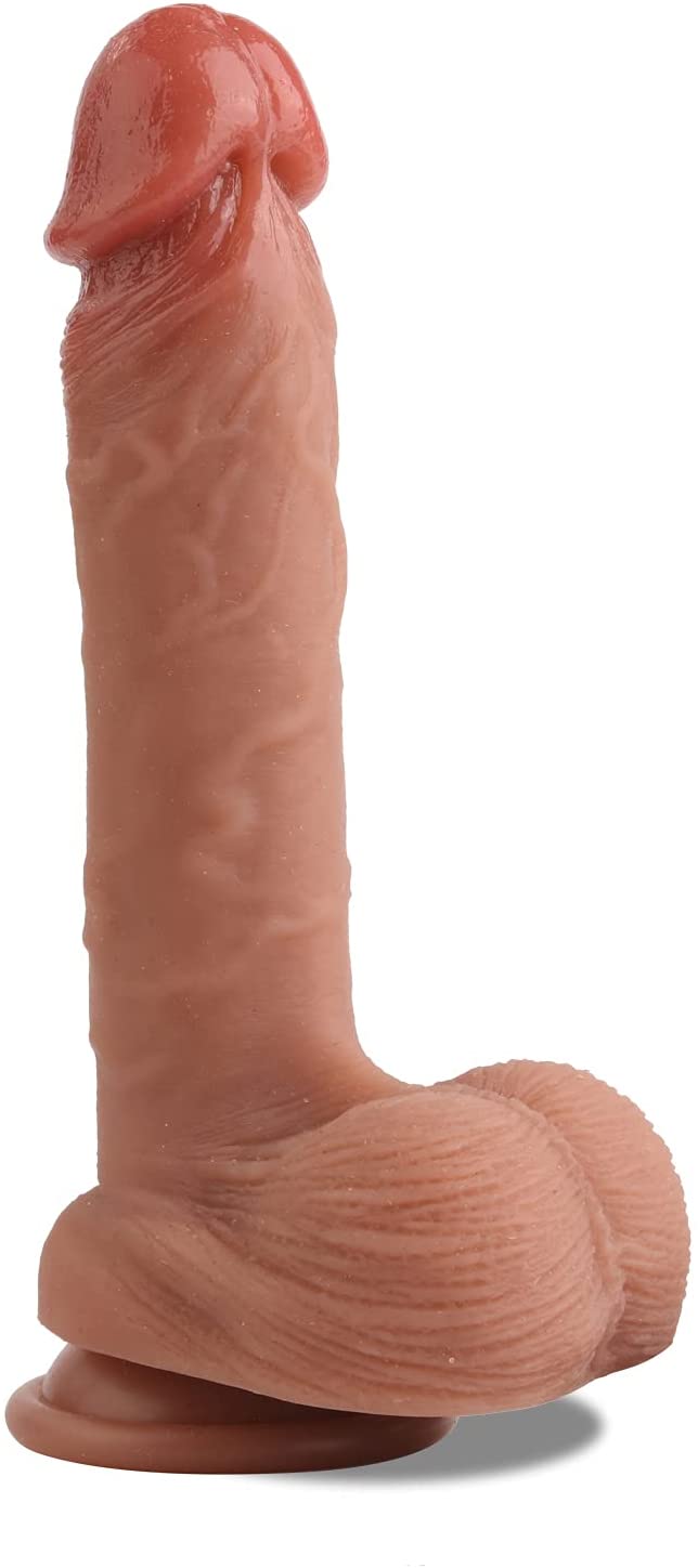 Realistic Dildo for Beginners Lifelike Huge Silicone Dildo, with Strong Suction Cup for Hands-Free Play, Realistic Penis for G-Spot Stimulation Dildos Anal Sex Toys for Women and Couple 7.7 "
