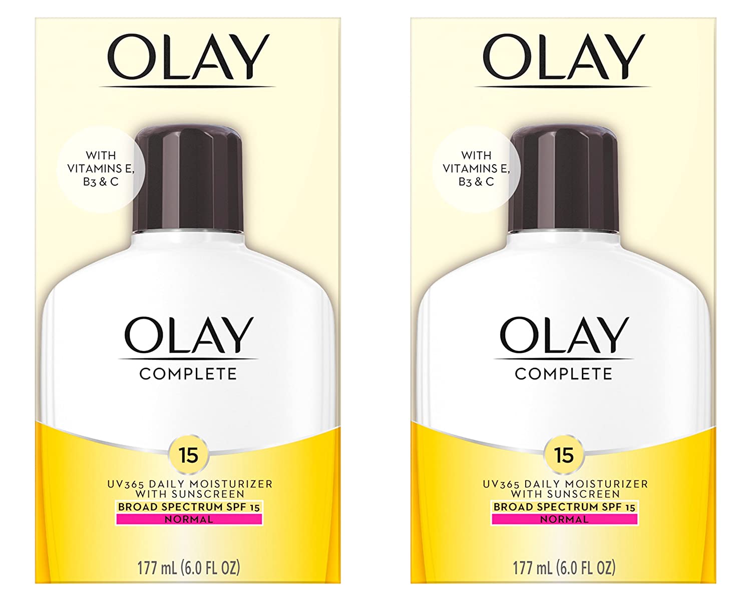 Face Moisturizer by Olay Complete Lotion All Day Moisturizer with SPF 15 for Normal Skin, 6 Fl Oz (Pack of 2)