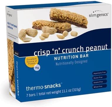 SlimGenics Thermo-Snacks ® |10g Protein - Alleviate Cravings, Increase Energy and Mental Focus, Enhance Weight Loss Results - Kosher Certified, 150 Calories - 7 Bars | Crunch Peanut