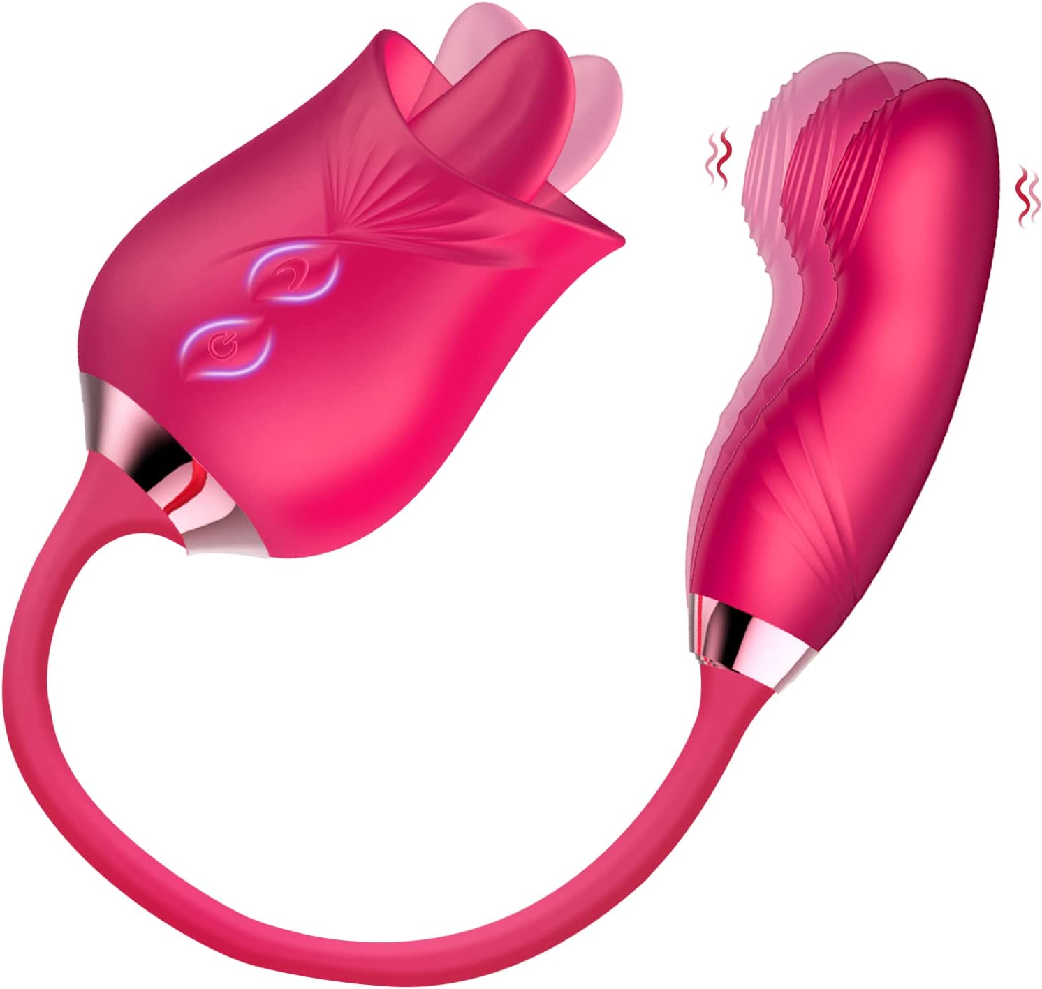 Rose Toy for Woman - Tongue Licking Vibrator Wiggly Dildo Sex Toys with 20 Modes, Oral Sex Toy Clitoris Nipple Sex Stimulator with Butt Plug Sex Toys for Women Couples, Red